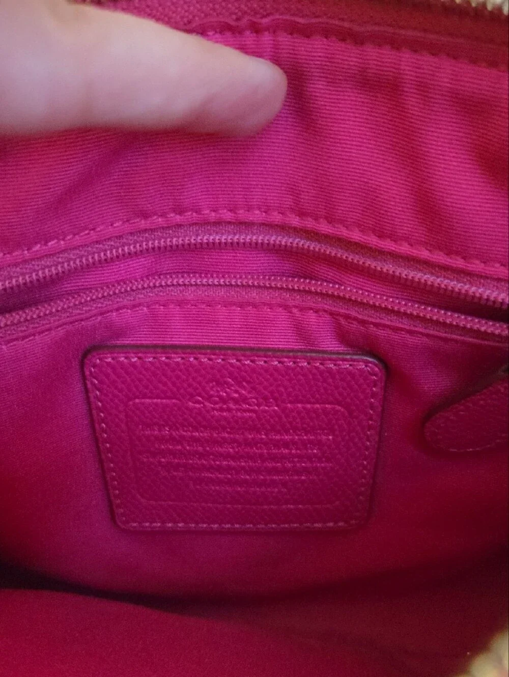 Coach Fuchsia Leather Crossbody Bag with Gold Hardware